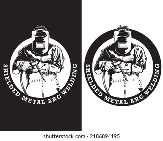 shielded metal arc welding logo, black and white welding logo