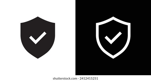 Shielded safe sign, Tick security icon	