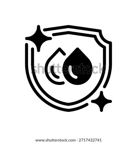 Shielded Water Drop Line Icon, Outline Symbol for Protection, Safety, Purity, Quality, and Security. Vector Sign Icon.