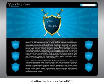 Shielded website template in blue and black combination