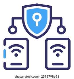 Shielding Connectivity: An illustration symbolizing secure data transfer between two devices, highlighting the importance of robust security measures in a digital environment.