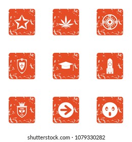 Shielding icons set. Grunge set of 9 shielding vector icons for web isolated on white background