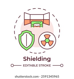 Shielding principle multi color concept icon. Physical barriers to block and reduce hazard. Radiation exposure. Round shape line illustration. Abstract idea. Graphic design. Easy to use in booklet