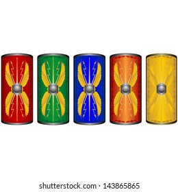 Shields ancient Roman legionaries. The illustration on a white background.