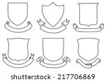 Shields and Banners Set - each with copy space for your text or image.  Each element is grouped for easy editing.  Outline and fill colors can be changed easily.