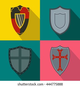 Shields banners set in flat style for any design