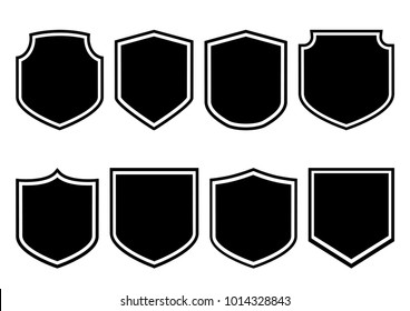 Shields collection. Black silhouette. Vector illustration