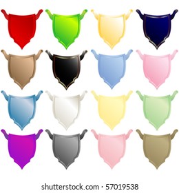 Shields collection, isolated objects over white background