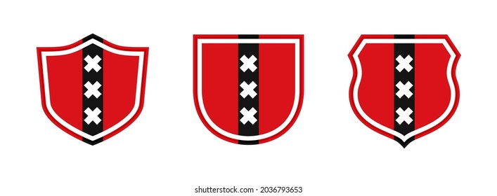 shields icon set with amsterdam flag isolated on white background. vector illustration
