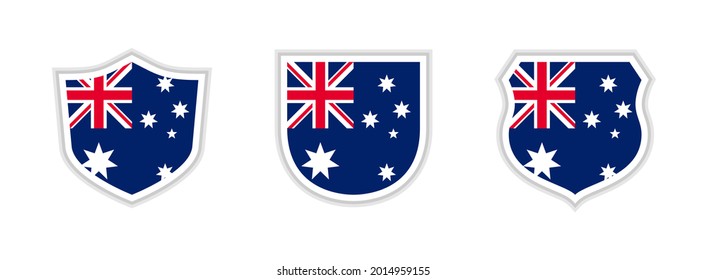 icono de escudos con la bandera australia aislada en fondo blanco. ilustración vectorial