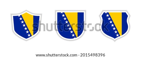 shields icon set with bosnia herzegovina flag isolated on white background. vector illustration
