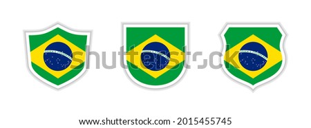shields icon set with brazil flag isolated on white background. vector illustration
