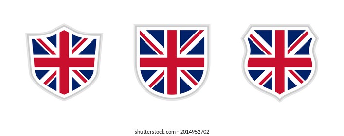 icono de escudos con bandera británica aislada en fondo blanco. ilustración vectorial