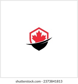 shields icon set with canada flag isolated on white background. vector illustration