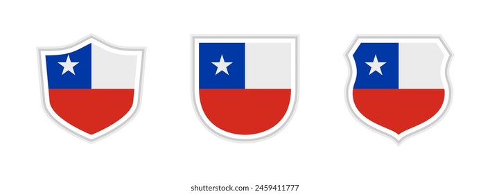 escudos icono conjunto de bandera de chile. aislado sobre fondo blanco. Ilustración vectorial