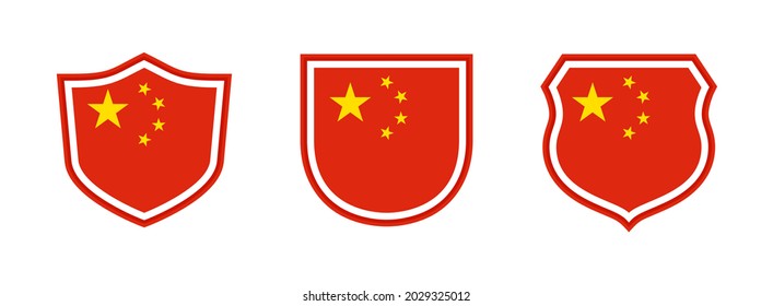 shields icon set with china flag isolated on white background. vector illustration
