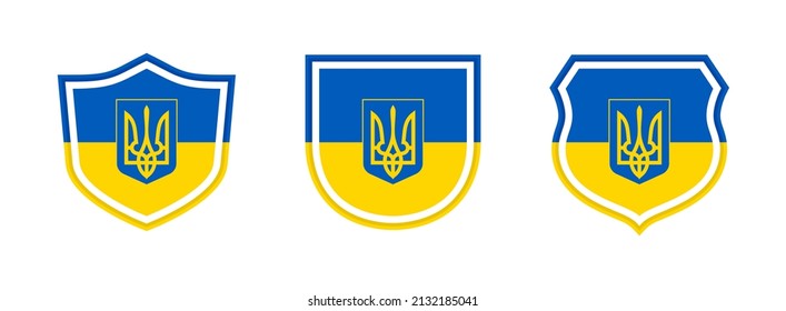 shields icon set with coat of arms ukraine isolated on white background. vector illustration