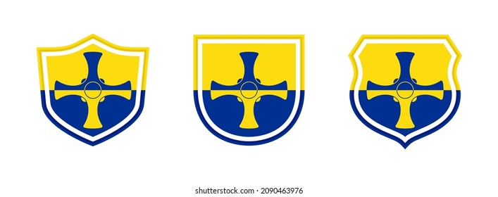 shields icon set with durham flag isolated on white background. vector illustration