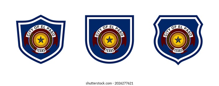 shields icon set with el paso city flag isolated on white background. vector illustration
