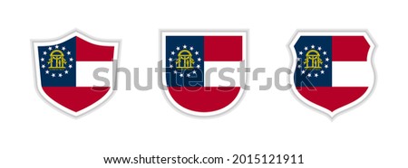 shields icon set with georgia state flag isolated on white background. vector illustration