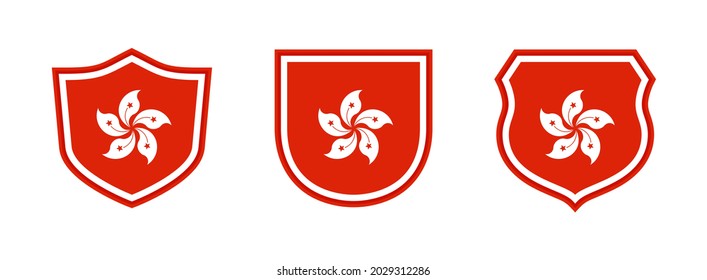 shields icon set with hong kong state flag isolated on white background. vector illustration
