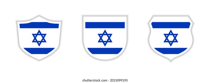 shields icon set with israel flag isolated on white background. vector illustration