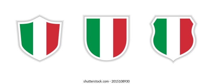 shields icon set with italy flag isolated on white background. vector illustration