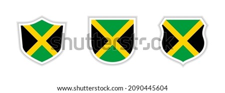 shields icon set with jamaica flag isolated on white background. vector illustration
