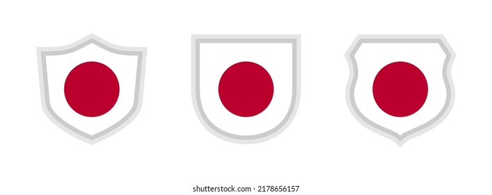 shields icon set of japanese flag isolated on white background. vector illustration