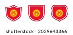 shields icon set with kyrgyzstan flag isolated on white background. vector illustration

