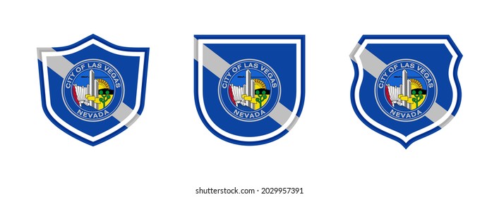 shields icon set with las vegas flag isolated on white background. vector illustration
