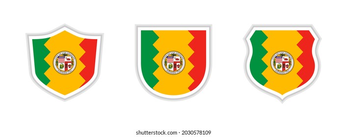 shields icon set with los angeles flag isolated on white background. vector illustration

