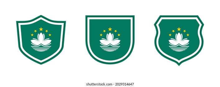 shields icon set with macau flag isolated on white background. vector illustration
