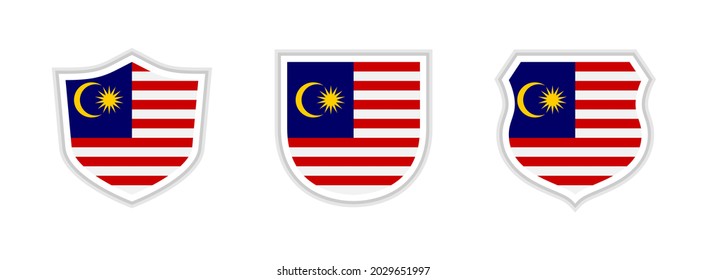 shields icon set with malaysia flag isolated on white background. vector illustration
