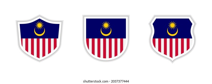 icono de escudos con bandera malaya aislada en fondo blanco. ilustración vectorial
