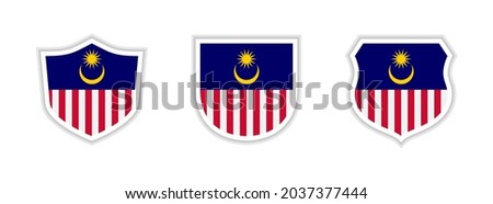 shields icon set with malaysian flag isolated on white background. vector illustration

