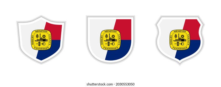 icono de escudos con la bandera de la ciudad de memphis aislada en fondo blanco. ilustración vectorial

