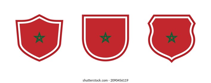 shields icon set with morocco flag isolated on white background. vector illustration