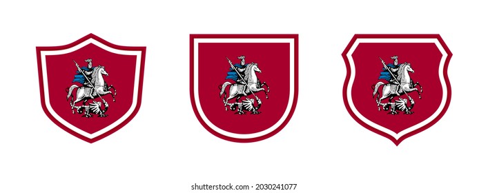 shields icon set with moscow flag isolated on white background. vector illustration

