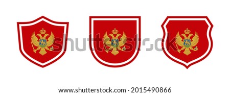shields icon set with motenegro flag isolated on white background. vector illustration
