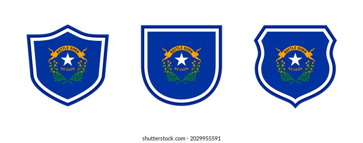 shields icon set with nevada flag isolated on white background. vector illustration
