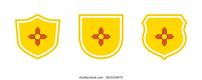 shields icon set with new mexico state flag isolated on white background. vector illustration
