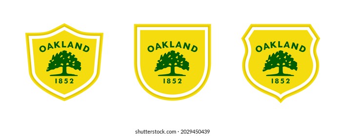 shields icon set with oakland flag isolated on white background. vector illustration
