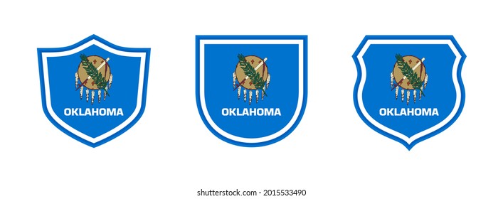 shields icon set with oklahoma state flag isolated on white background. vector illustration
