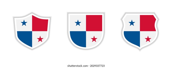 shields icon set with panama flag isolated on white background. vector illustration
