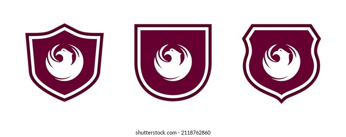 shields icon set with phoenix city flag isolated on white background. vector illustration