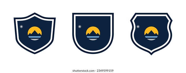 shields icon set with reno city flag. isolated on white background. vector illustration