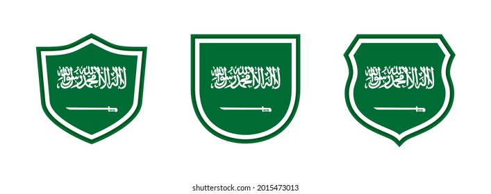 shields icon set with saudi arabia flag isolated on white background. vector illustration

