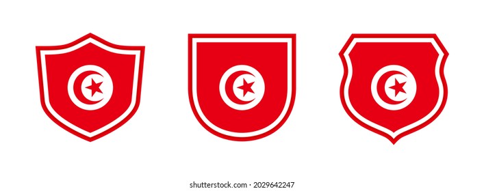 shields icon set with tunisia flag isolated on white background. vector illustration
