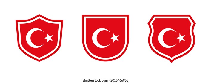 shields icon set with turkey flag isolated on white background. vector illustration
